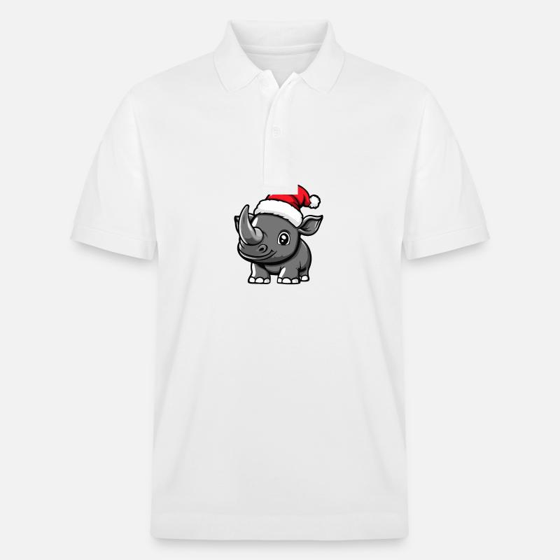 Rhinocéros Noël mignon - Polo PREPSTER bio Stanley/Stella Unisexe - blanc