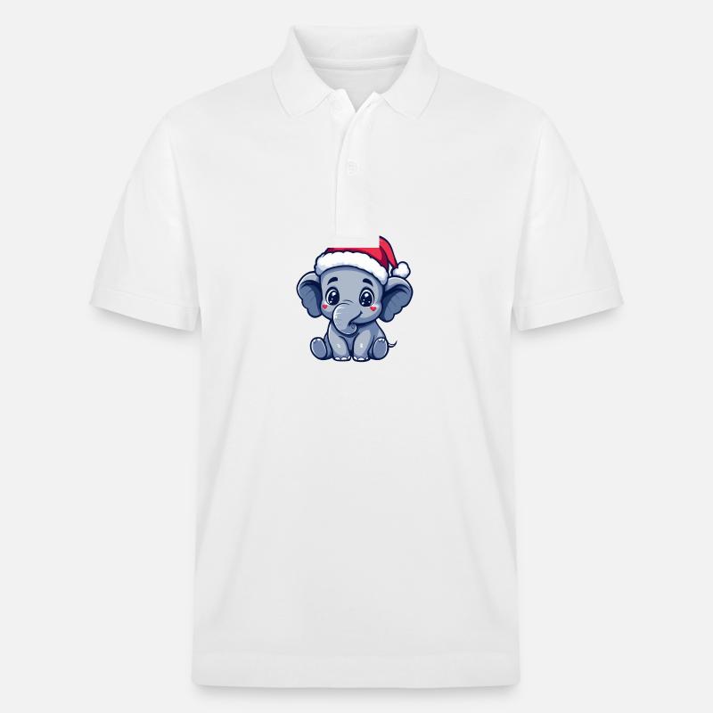 Éléphant Noël Mignon - Polo PREPSTER bio Stanley/Stella Unisexe - blanc