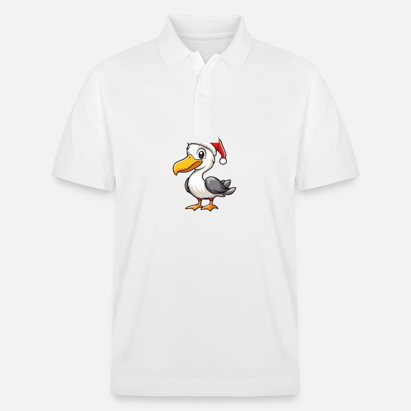 Pélican oiseau Noël mignon - Polo PREPSTER bio Stanley/Stella Unisexe - blanc