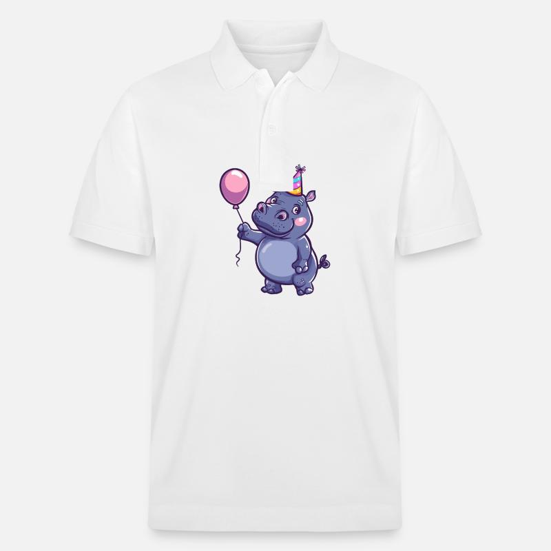 Hippopotame Anniversaire Bébé - Polo PREPSTER bio Stanley/Stella Unisexe - blanc