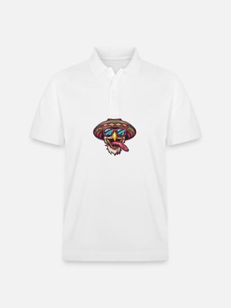 Chicken Comic Funny Sombrero - Stanley/Stella Unisex Organic Polo Shirt PREPSTER - white