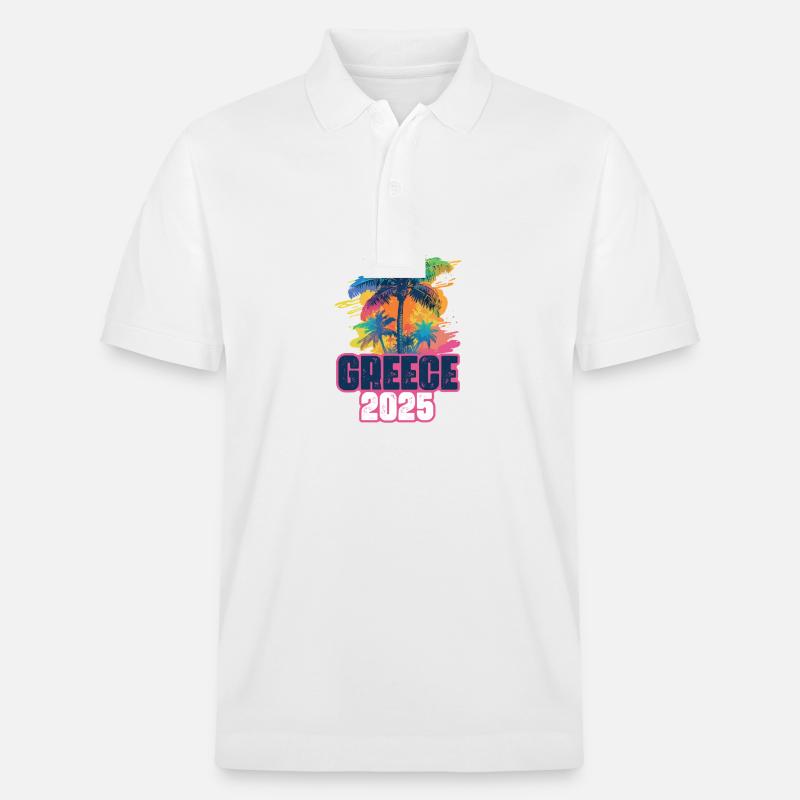 Grèce 2025 Palmiers de vacances - Polo PREPSTER bio Stanley/Stella Unisexe - blanc
