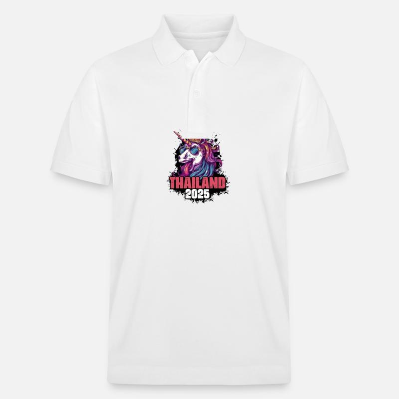Thailand 2025 Einhorn - Stanley/Stella Unisex Bio-Poloshirt PREPSTER - Weiß
