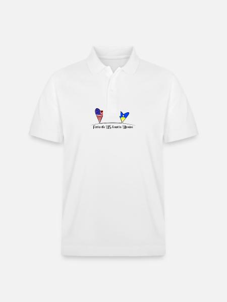 Les pieds aux États-Unis, le cœur en Ukraine - Polo PREPSTER bio Stanley/Stella Unisexe - blanc