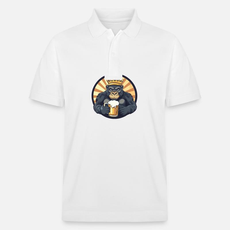 Gorilla Beer Comic - Stanley/Stella Unisex Organic Polo Shirt PREPSTER - white