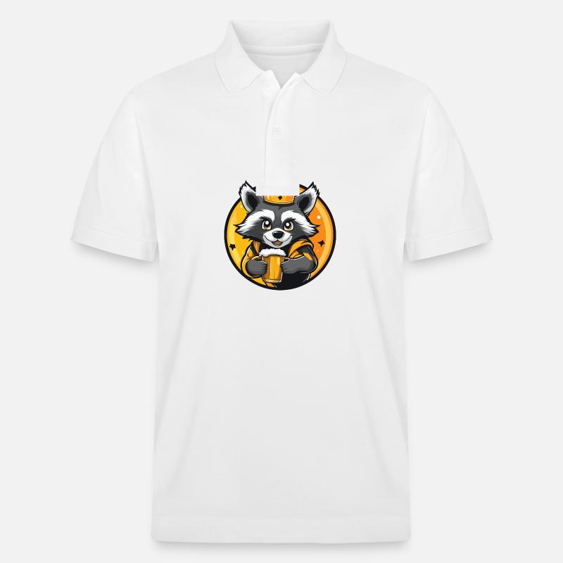 Waschbär Bier Comic - Stanley/Stella Unisex Bio-Poloshirt PREPSTER - Weiß