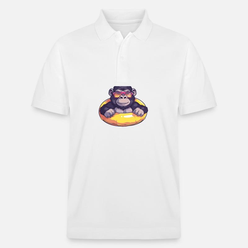 Gorilla Sommer Comic - Stanley/Stella Unisex Bio-Poloshirt PREPSTER - Weiß