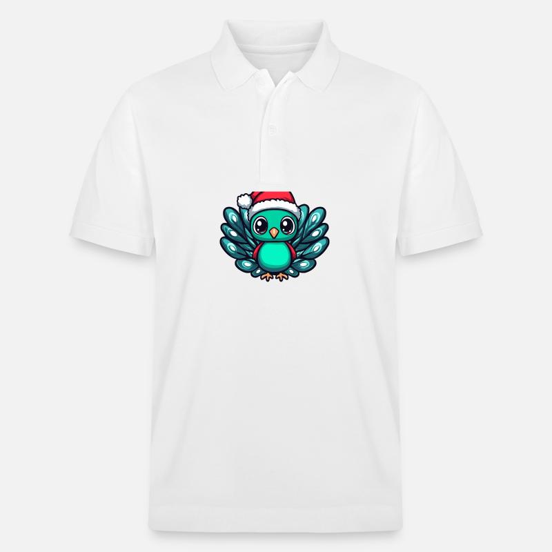 Paon Oiseau Noël Noël - Polo PREPSTER bio Stanley/Stella Unisexe - blanc
