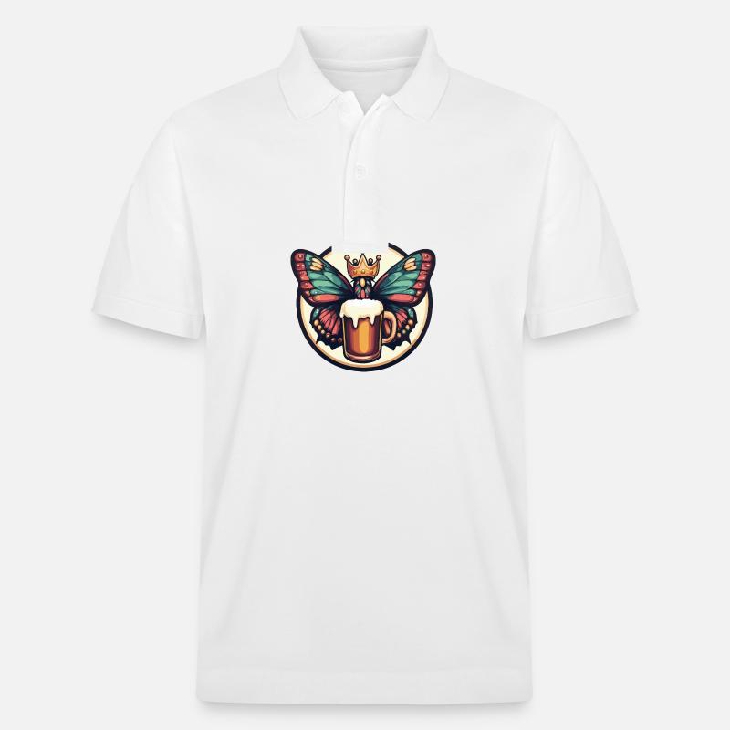 Schmetterling Bier Comic - Stanley/Stella Unisex Bio-Poloshirt PREPSTER - Weiß