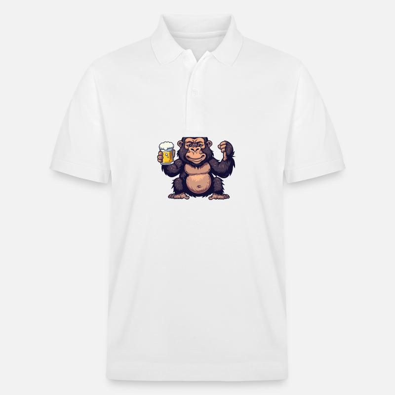 Gorilla Bier Comic Party - Stanley/Stella Unisex Bio-Poloshirt PREPSTER - Weiß