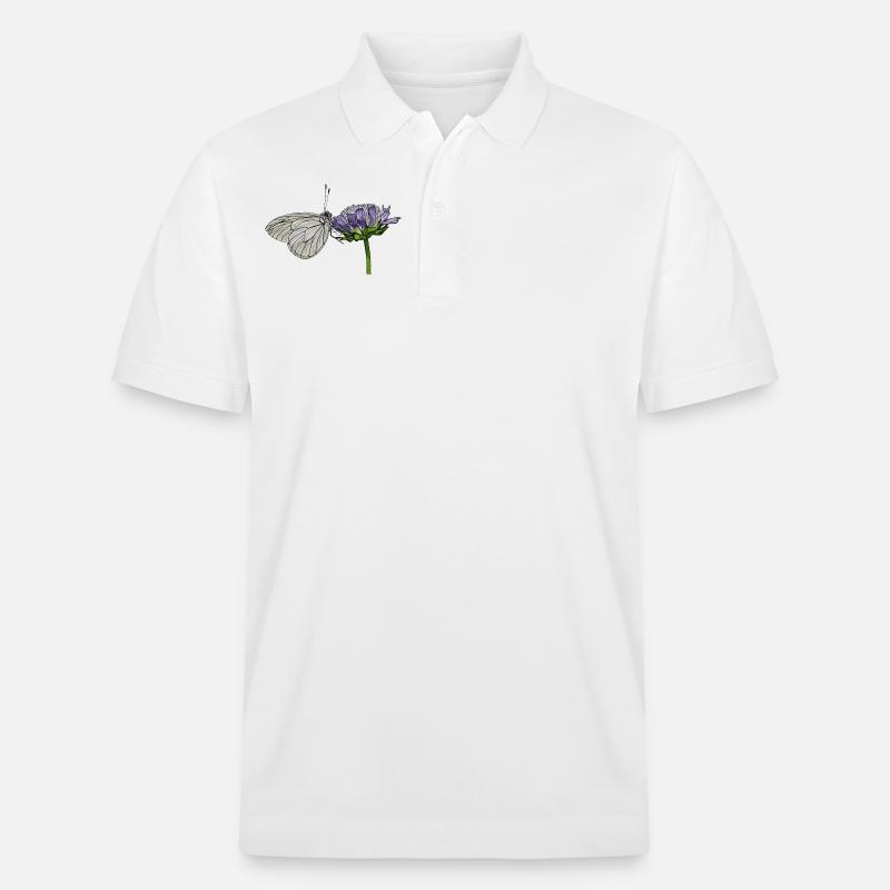 Papillon Fleur Arbre Blanc Entomologiste - Polo PREPSTER bio Stanley/Stella Unisexe - blanc