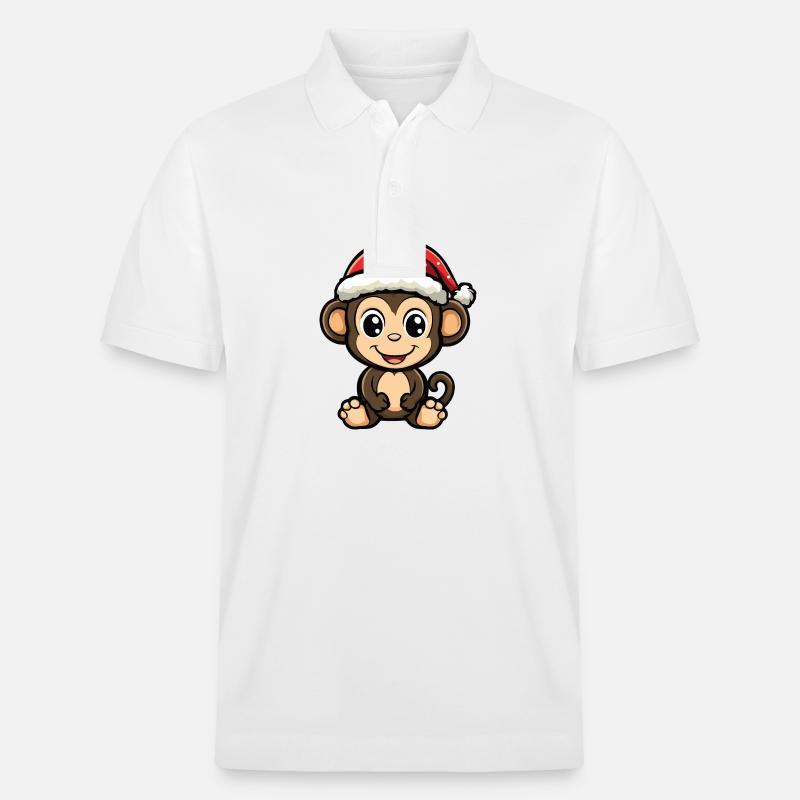 Affe Weihnachten Christmas - Stanley/Stella Unisex Bio-Poloshirt PREPSTER - Weiß