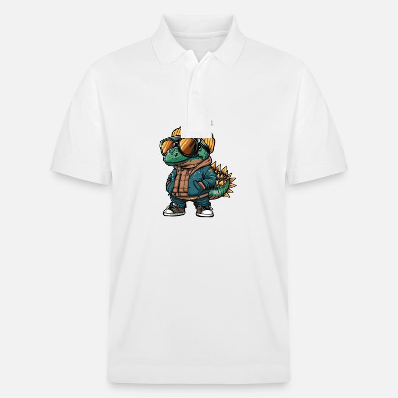 Dinosaure stégosaure Bande dessinée cool - Polo PREPSTER bio Stanley/Stella Unisexe - blanc