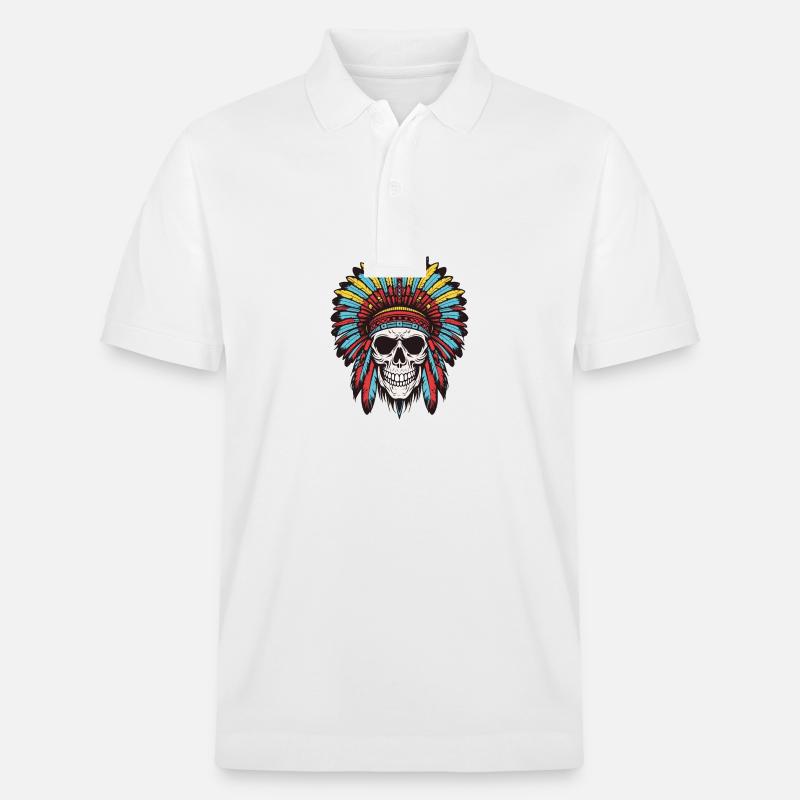 Apache Indianer Häuptling Totenkopf - Stanley/Stella Unisex Bio-Poloshirt PREPSTER - Weiß