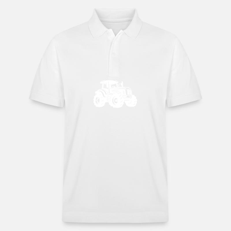 Traktor Silhouette - Stanley/Stella Unisex Bio-Poloshirt PREPSTER - Weiß