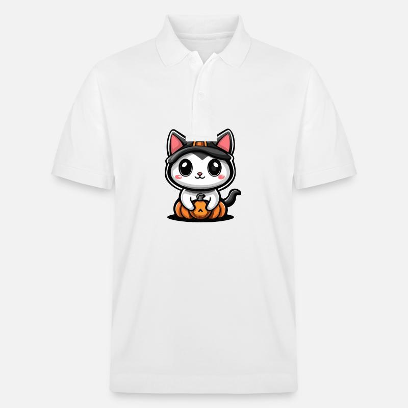 Chat Halloween Chat Bébé - Polo PREPSTER bio Stanley/Stella Unisexe - blanc