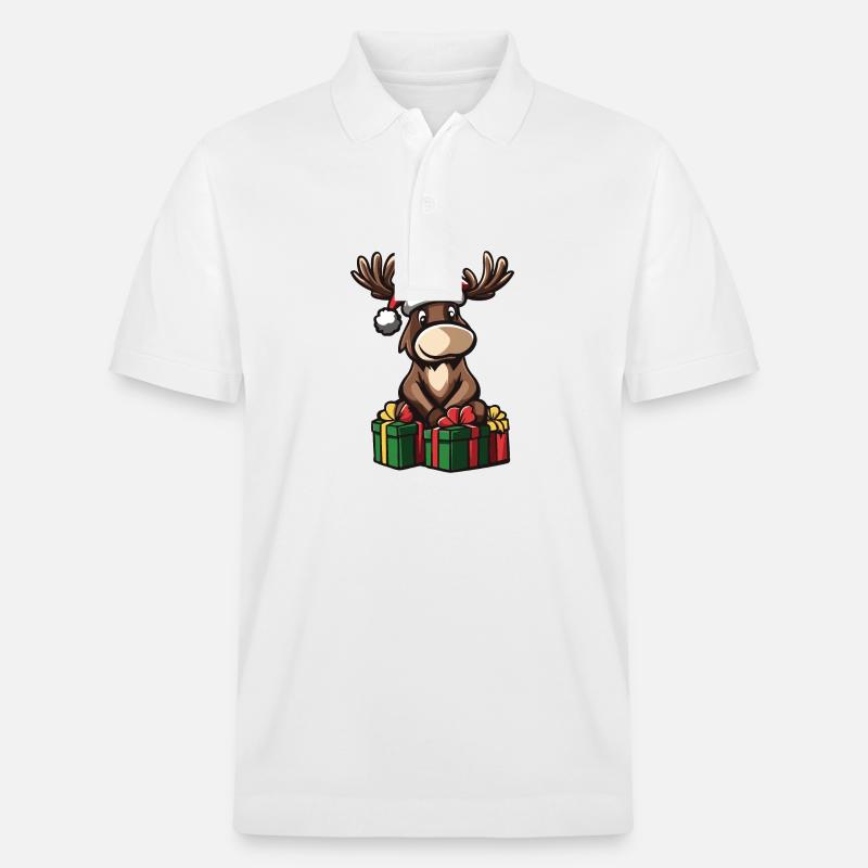 Elch Weihnachten Geschenke - Stanley/Stella Unisex Bio-Poloshirt PREPSTER - Weiß