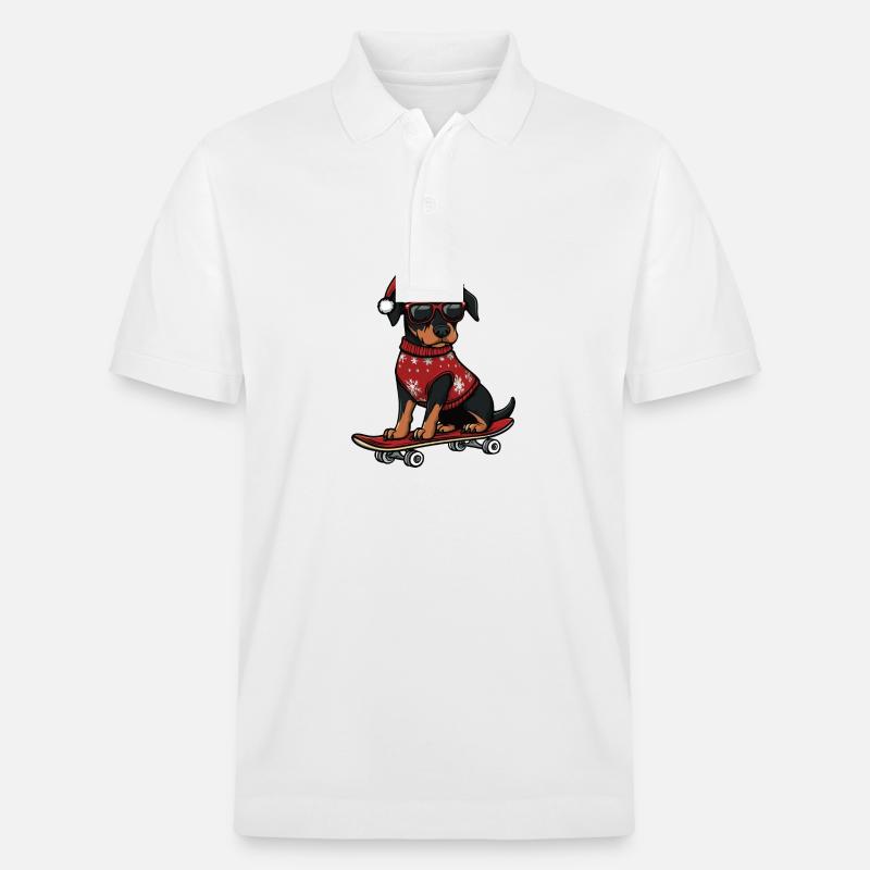 Doberman chien Noël drôle - Polo PREPSTER bio Stanley/Stella Unisexe - blanc