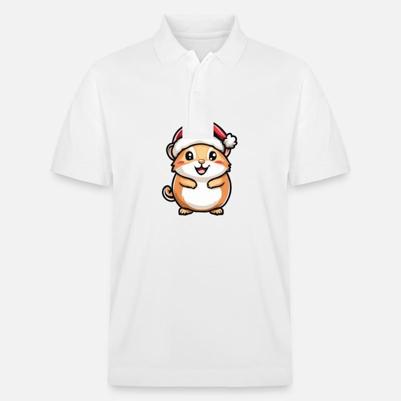 Hamster Weihnachten Niedlich - Stanley/Stella Unisex Bio-Poloshirt PREPSTER - Weiß