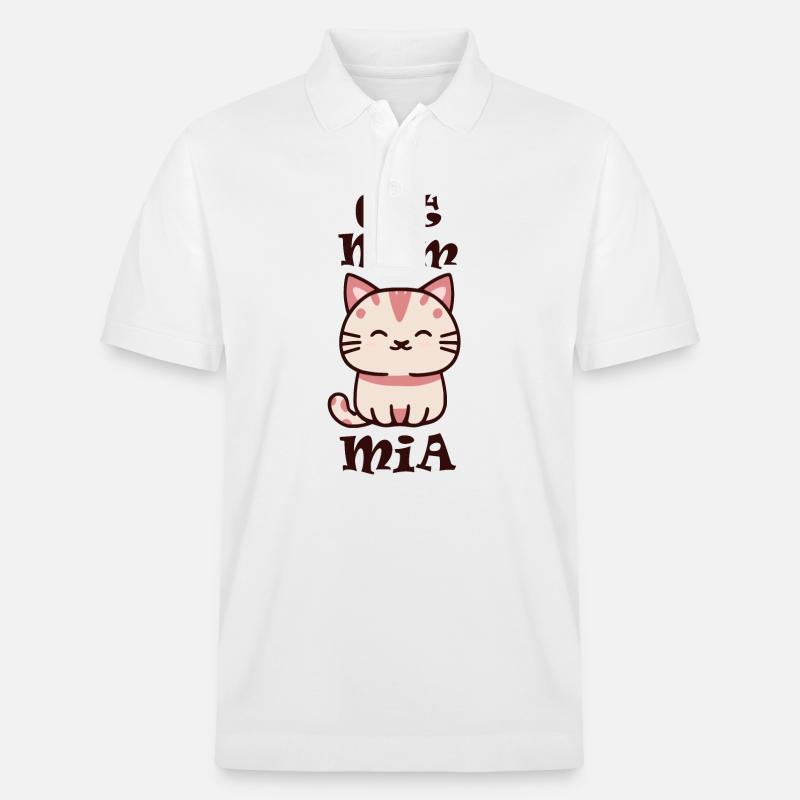 Mia Nom Prénom avec chat - Polo PREPSTER bio Stanley/Stella Unisexe - blanc