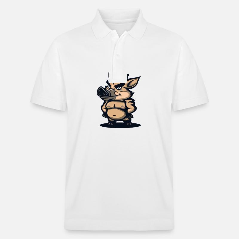 Schwein Comic Krone Wildschwein - Stanley/Stella Unisex Bio-Poloshirt PREPSTER - Weiß