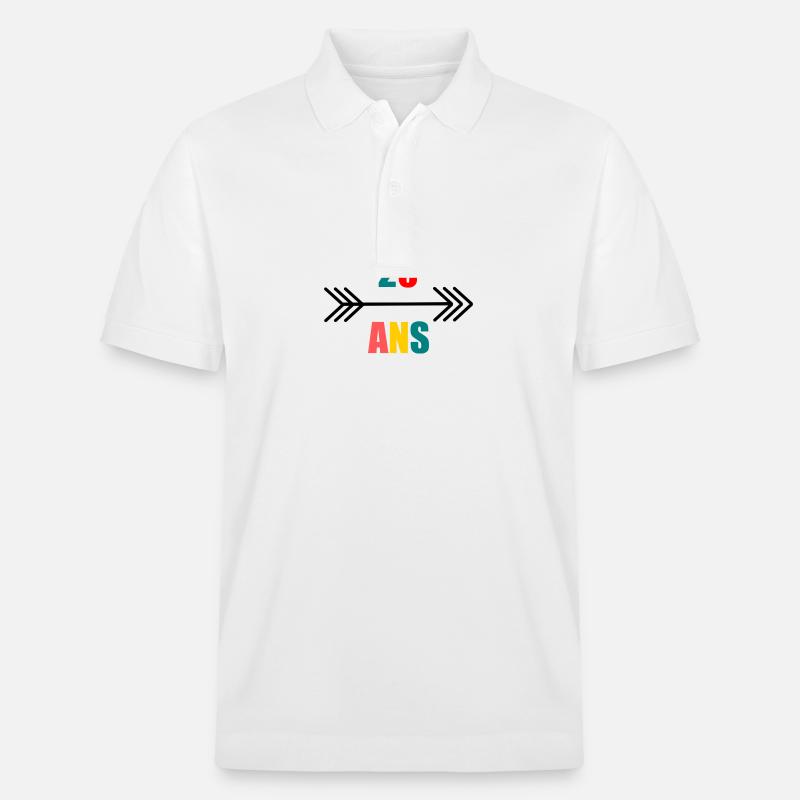 20 ANS,20e ANNIVERSAIRE,ANNIVERSAIRE 20 ANS,20 - Polo PREPSTER bio Stanley/Stella Unisexe - blanc