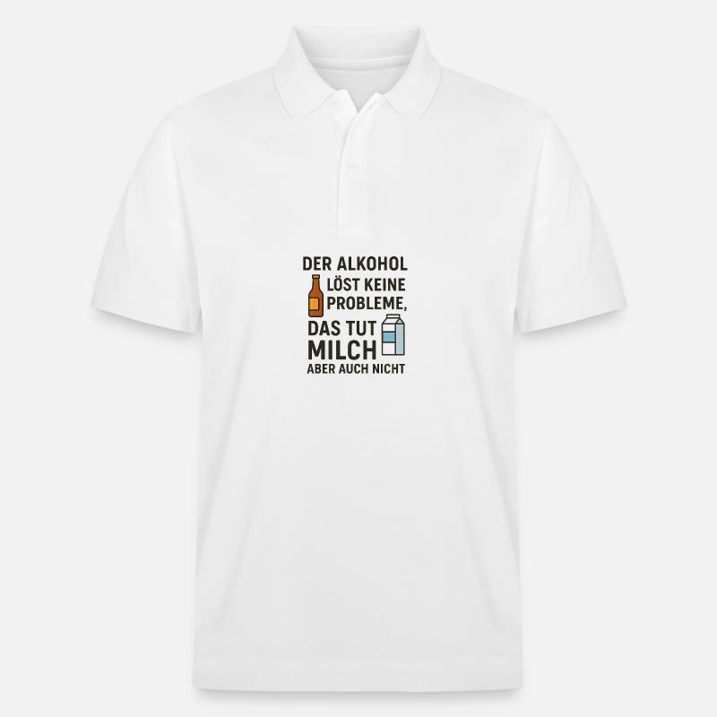 Alcohol does not solve any problems - Stanley/Stella Unisex Organic Polo Shirt PREPSTER - white