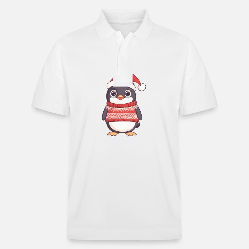 Pinguin Weihnachten Comic - Stanley/Stella Unisex Bio-Poloshirt PREPSTER - Weiß