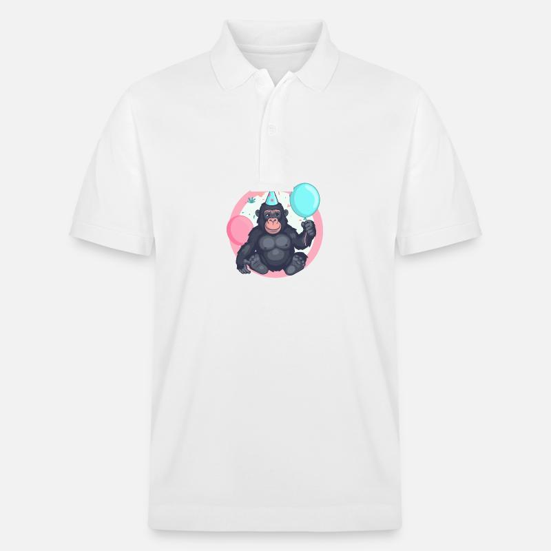 Gorille Anniversaire Bébé - Polo PREPSTER bio Stanley/Stella Unisexe - blanc