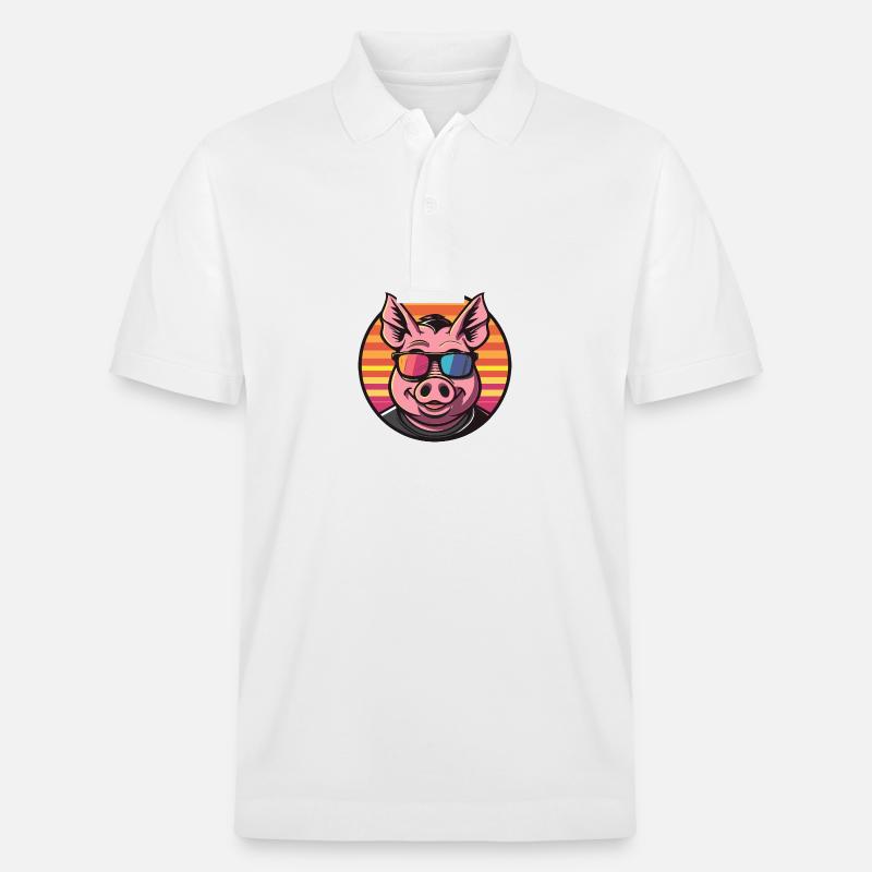 Schwein Comic Cool Sommer - Stanley/Stella Unisex Bio-Poloshirt PREPSTER - Weiß