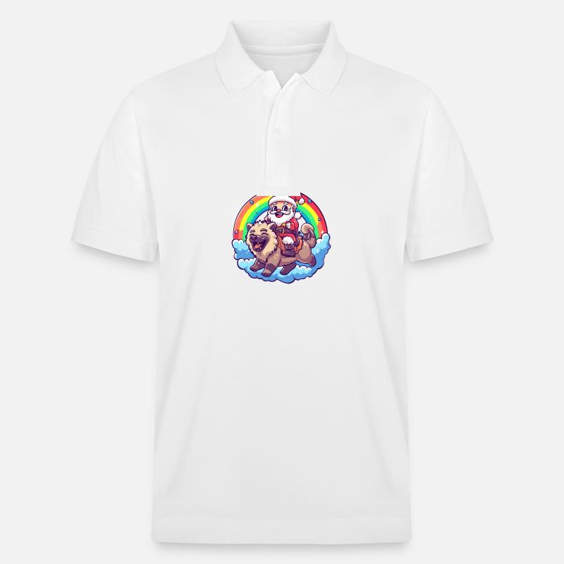Hyäne Weihnachtsmann Regenbogen - Stanley/Stella Unisex Bio-Poloshirt PREPSTER - Weiß