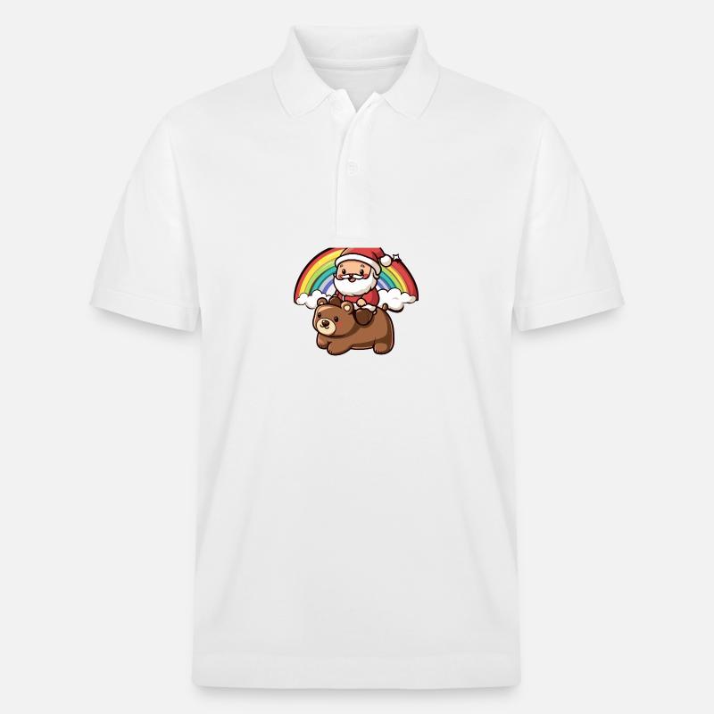 Bär Weihnachtsmann Regenbogen - Stanley/Stella Unisex Bio-Poloshirt PREPSTER - Weiß