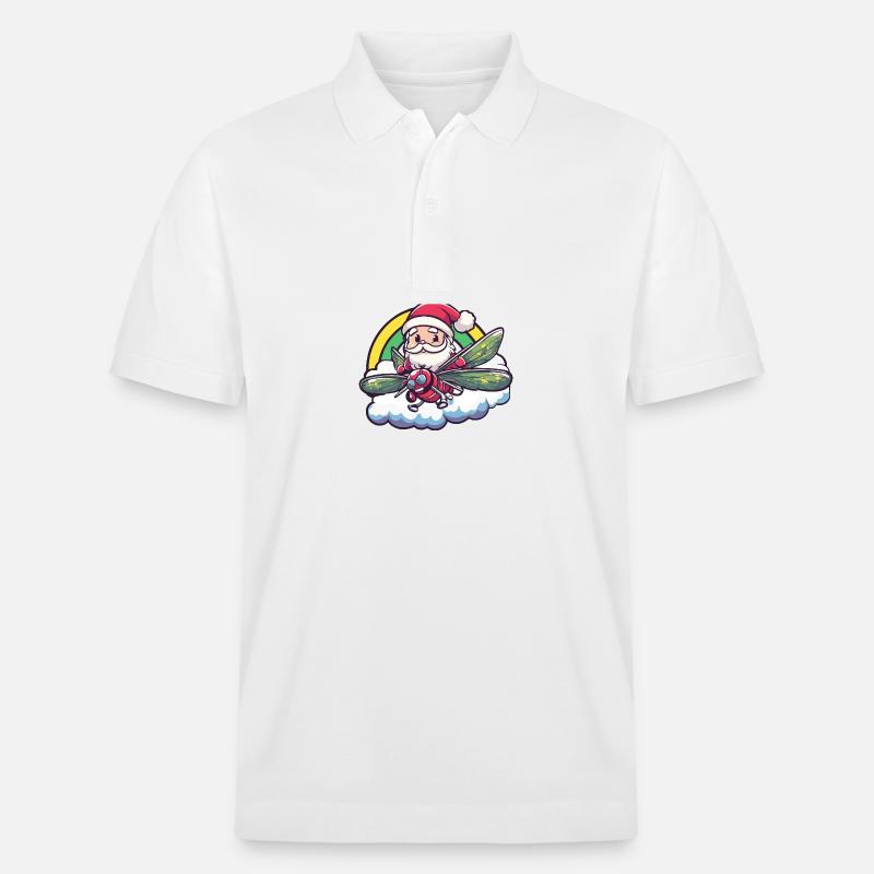 Libelle Weihnachtsmann Regenbogen - Stanley/Stella Unisex Bio-Poloshirt PREPSTER - Weiß