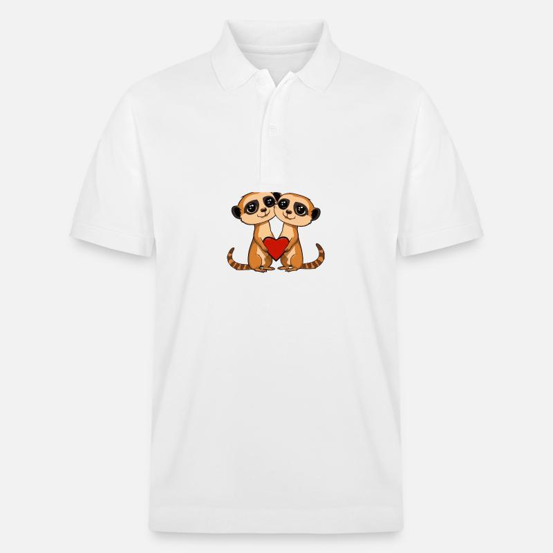 Suricate Couple Saint-Valentin - Polo PREPSTER bio Stanley/Stella Unisexe - blanc