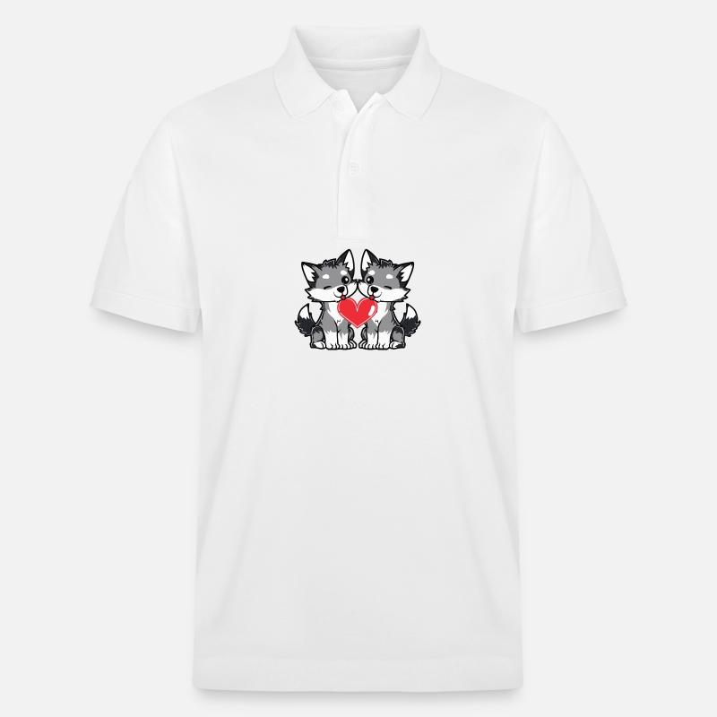 Couple de loups Saint-Valentin - Polo PREPSTER bio Stanley/Stella Unisexe - blanc