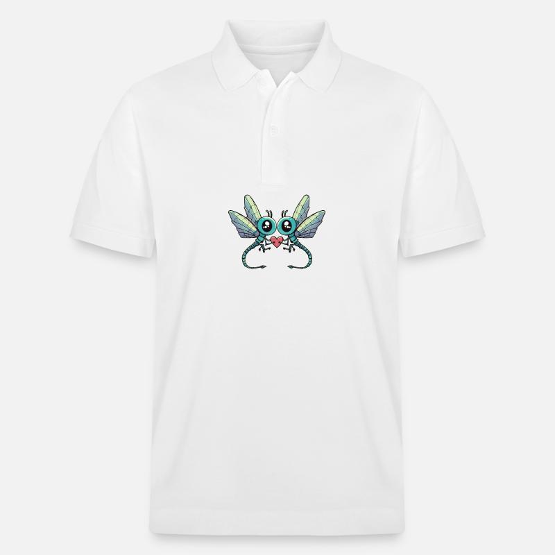 Libellule Couple Saint-Valentin - Polo PREPSTER bio Stanley/Stella Unisexe - blanc