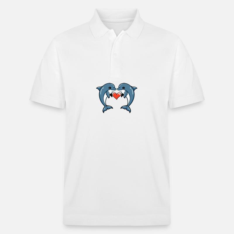 Couple de dauphins Saint-Valentin - Polo PREPSTER bio Stanley/Stella Unisexe - blanc