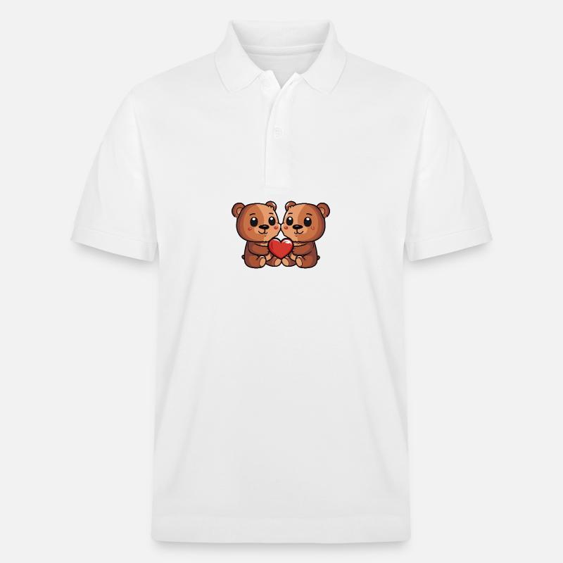 Couple d’ours Saint-Valentin - Polo PREPSTER bio Stanley/Stella Unisexe - blanc