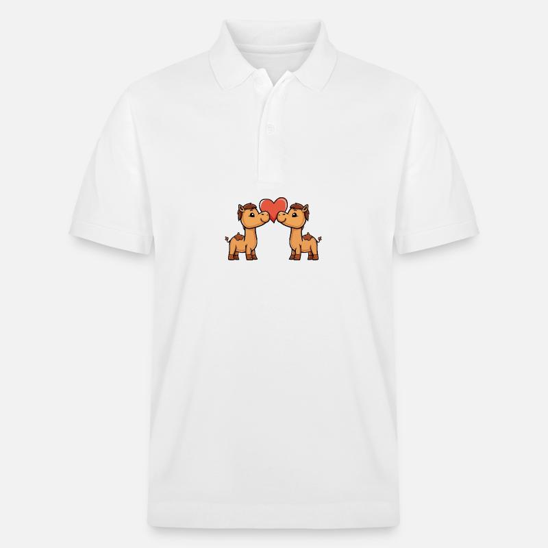 Couple de chameaux Saint-Valentin - Polo PREPSTER bio Stanley/Stella Unisexe - blanc