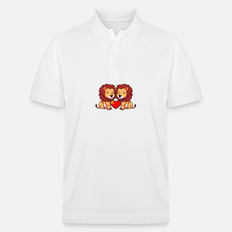 Couple Lion Saint-Valentin - Polo PREPSTER bio Stanley/Stella Unisexe - blanc