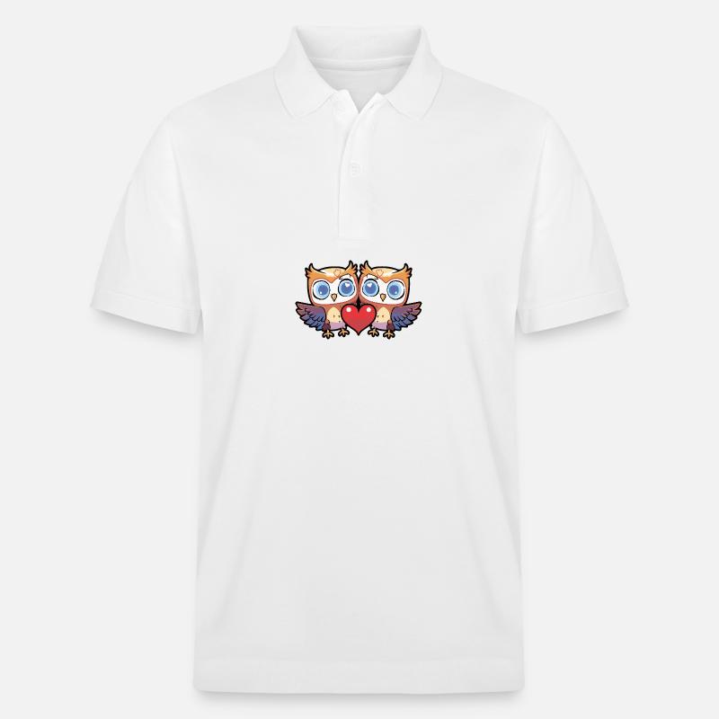 Couple de hiboux Saint-Valentin - Polo PREPSTER bio Stanley/Stella Unisexe - blanc