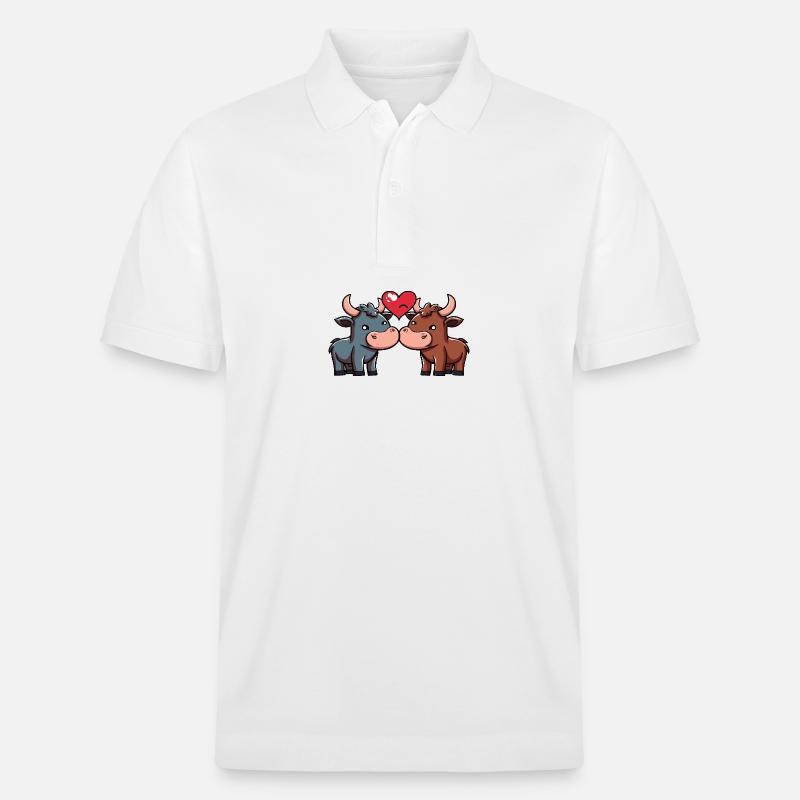 Couple Taureau Saint-Valentin - Polo PREPSTER bio Stanley/Stella Unisexe - blanc
