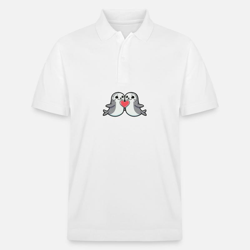 Couple de phoques Saint-Valentin - Polo PREPSTER bio Stanley/Stella Unisexe - blanc