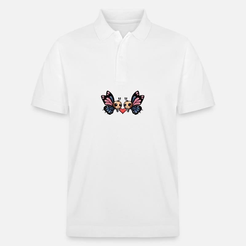 Couple Papillon Saint-Valentin - Polo PREPSTER bio Stanley/Stella Unisexe - blanc