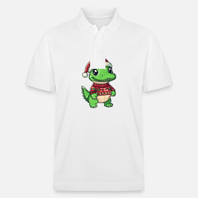 Alligator Weihnachten Comic - Stanley/Stella Unisex Bio-Poloshirt PREPSTER - Weiß