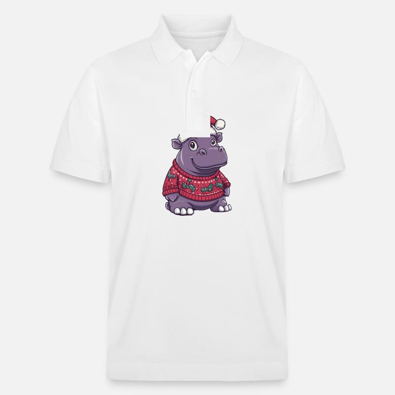 Nilpferd Weihnachten Comic - Stanley/Stella Unisex Bio-Poloshirt PREPSTER - Weiß