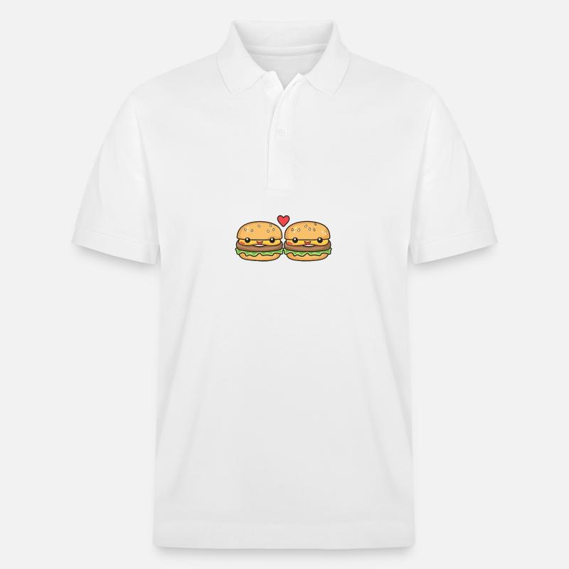 Burger Paar Liebe Herz Comic - Stanley/Stella Unisex Bio-Poloshirt PREPSTER - Weiß