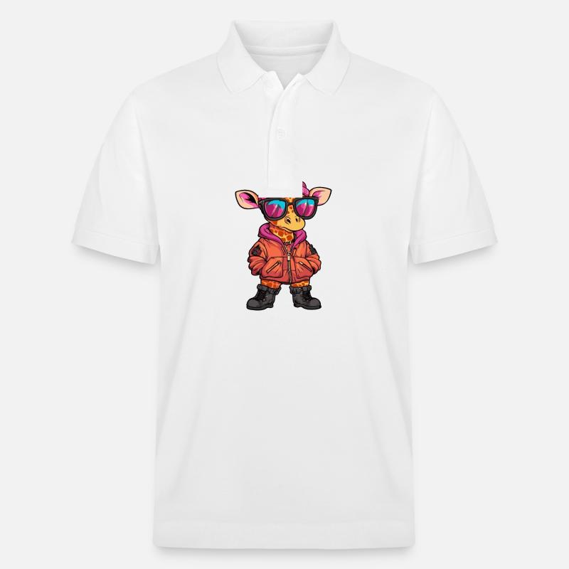 Girafe Bande Dessinée Cool - Polo PREPSTER bio Stanley/Stella Unisexe - blanc