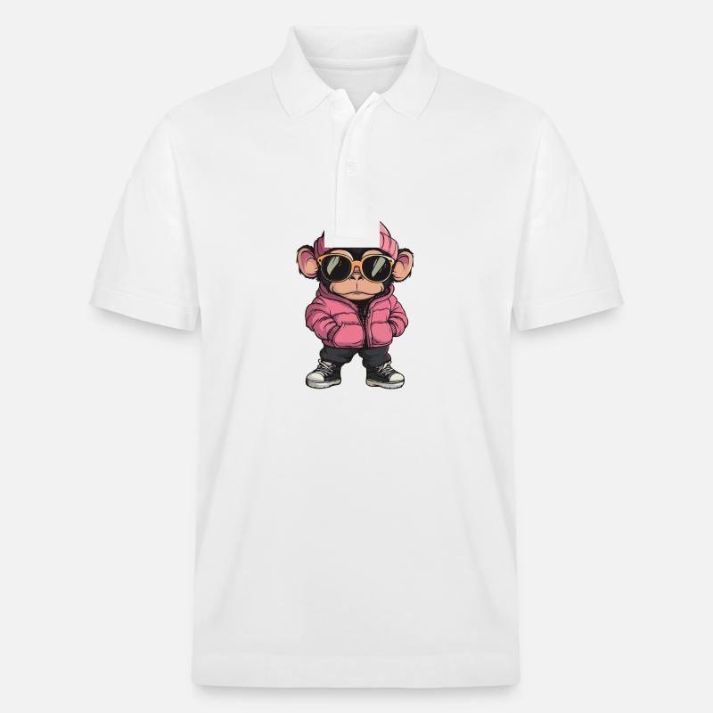 Singe Bande dessinée cool - Polo PREPSTER bio Stanley/Stella Unisexe - blanc
