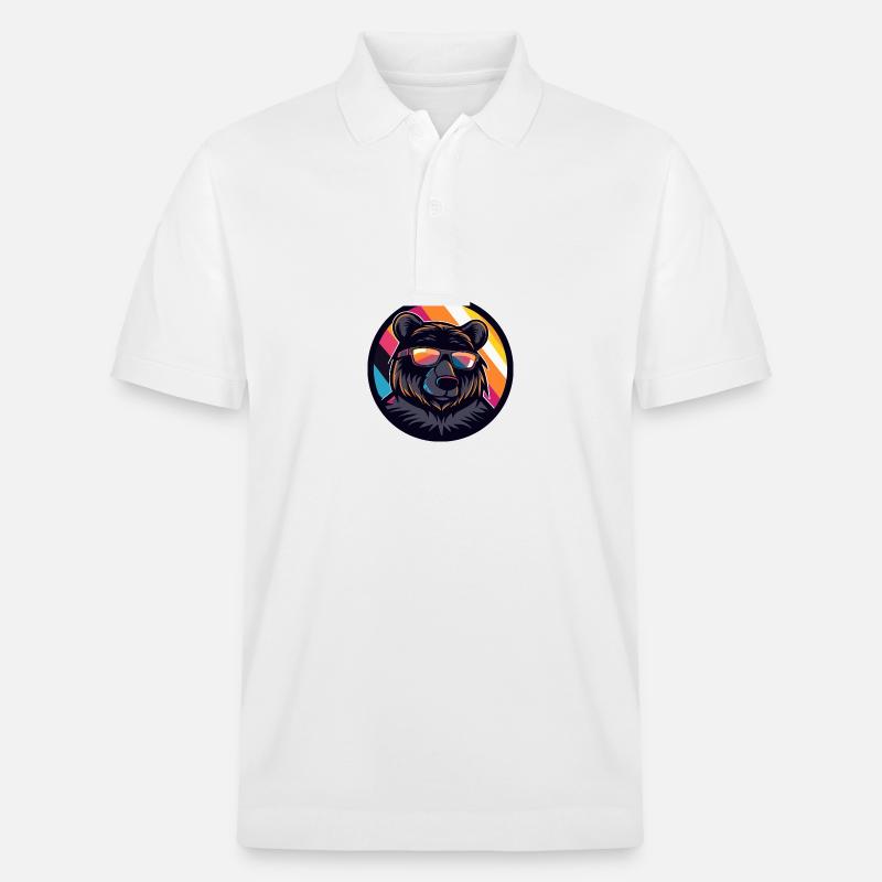 Bear Comic Cool Summer - Stanley/Stella Unisex Organic Polo Shirt PREPSTER - white